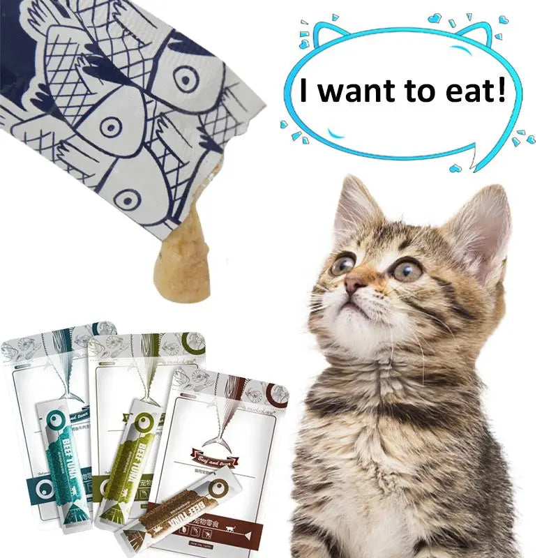 Cat Strips 13gX8PCS Wet Food Pet Cat Snacks Cod Tuna Beef Pet Food Cats Supplement Protein DHA Cat Sauce Make Hair Beautiful Scc194b8b469540088de77a453b3c2010P Mytailwiggles2.com