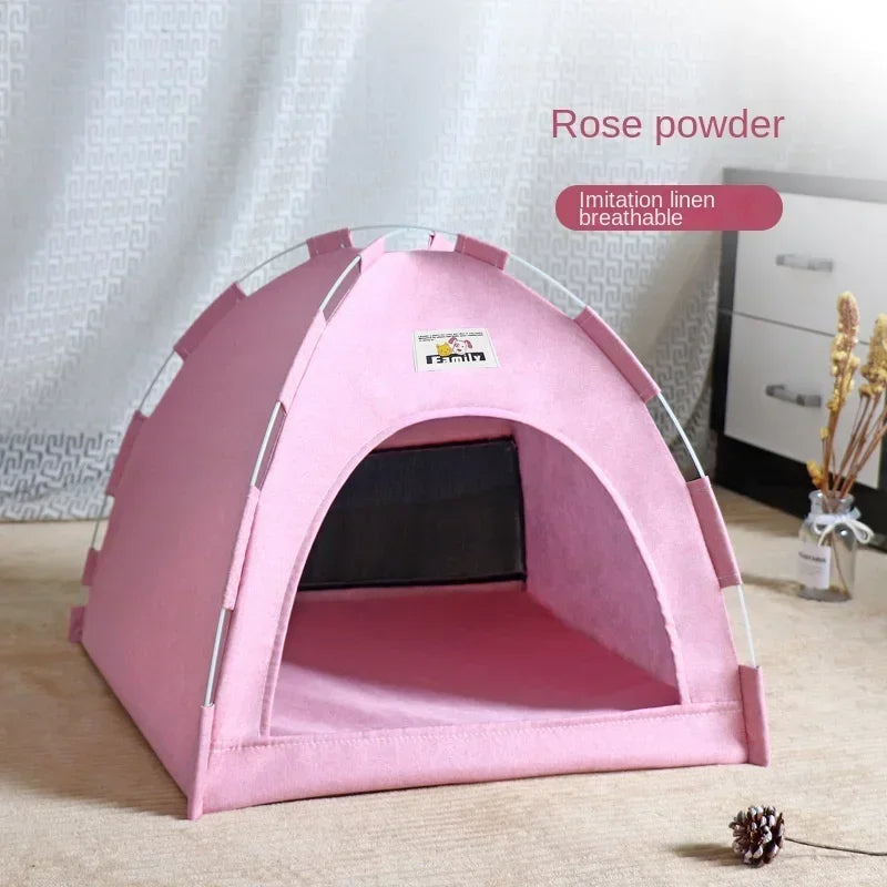 Pet Tent Bed Removable Cat Sofa Basket Canvas Semi-enclosed Cat House Dog Cave Hut Cat Sleeping Bed for Room Decor Pet Supplies Pink Scfd7f44378224f5ea5fc50a6ca32ece1r Mytailwiggles2.com