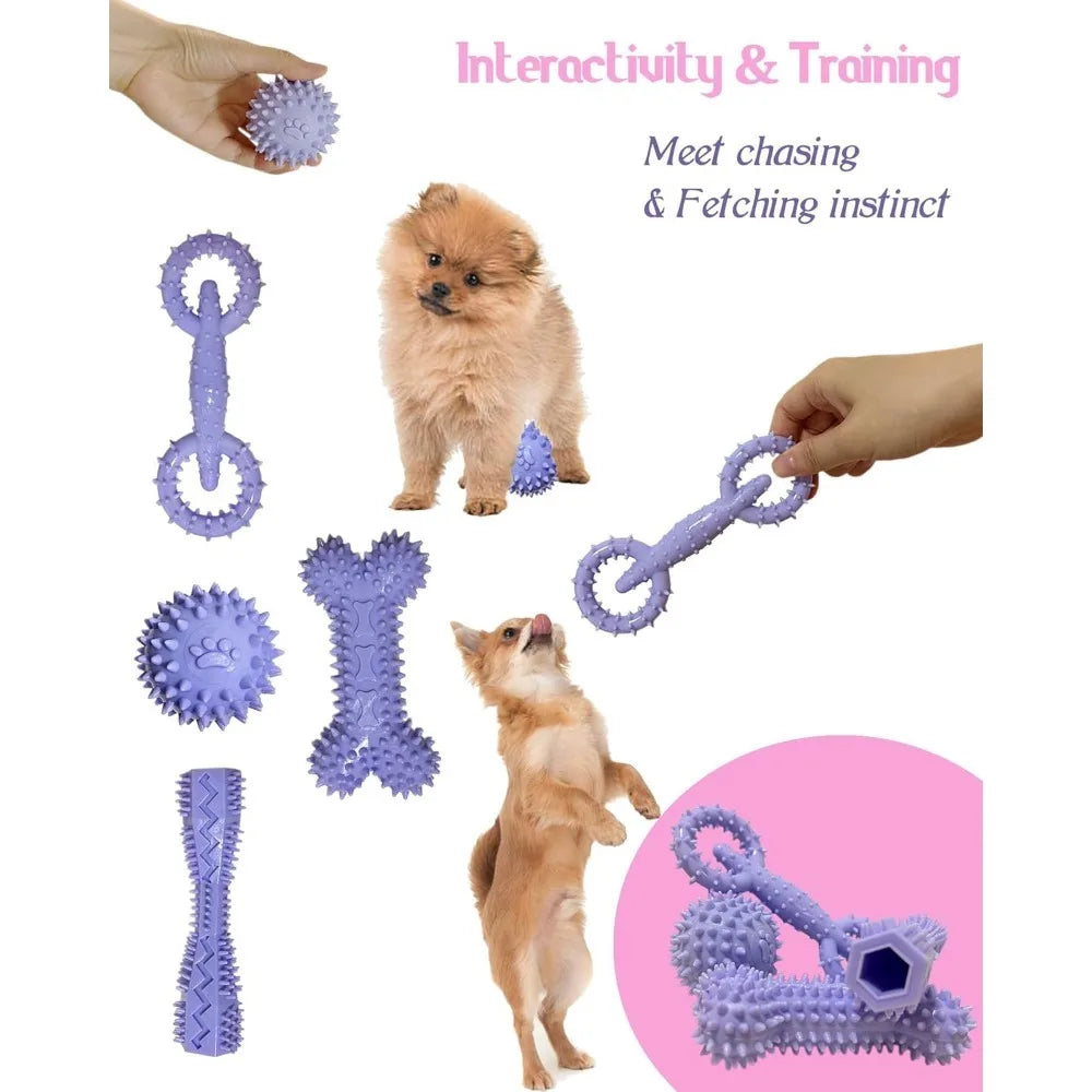 Puppy Toys for 2-8 Months Pets Dog Chew Toy for Small Puppies Teething Toys for Cleaning Teeth Food Dispensing Soft Durable Rubb Sd0647f47e8944be8909563fc730c2d7fk Mytailwiggles2.com