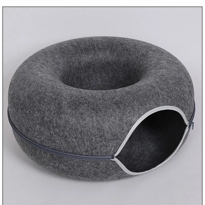 Donut Cat Bed Interactive Tunnel Pet Felt Indoor Toys Cats House Kitten Training Toy Cat Kennel Pets Supplies grey Sd8a0b0f25b6442faa5071e4ffe0439a9R Mytailwiggles2.com