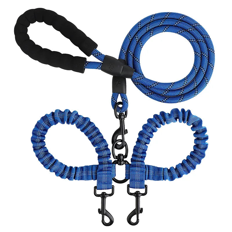 Pet Dog Double Leashes Elastic Rope Two Heads Nylon Two Dogs Collars Harness Leads Dog Leashes Dogs Leash Way Coupler Walk Two Royal blue Sd9544e6cf83b42c88ee4c323515dce5dc Mytailwiggles2.com
