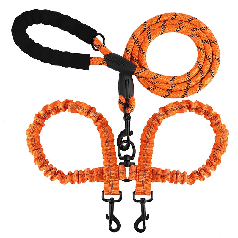 Pet Dog Double Leashes Elastic Rope Two Heads Nylon Two Dogs Collars Harness Leads Dog Leashes Dogs Leash Way Coupler Walk Two Orange Sda9194953603448ebaec39f1d33f001em Mytailwiggles2.com