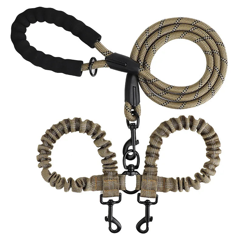 Pet Dog Double Leashes Elastic Rope Two Heads Nylon Two Dogs Collars Harness Leads Dog Leashes Dogs Leash Way Coupler Walk Two Earthy Yellow Sdc47167e70f347b095e443ea577e87c5G Mytailwiggles2.com