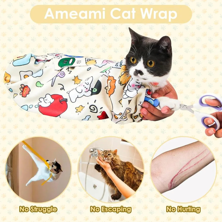 Cat Wrap for Cutting ils Cat Grooming Wrap for Calming Holding Cat Cat Restraint for il Clipping to AntiBite Scratch AntiEscape Sde0c960d068c461383bdafac940d0813h Mytailwiggles2.com