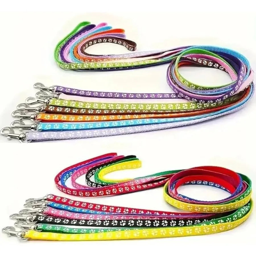 Purple Small Puppy Collar Girl Leash Set Nylon Basic Reflective Puppy Collars Paw Print for XXS Xs Small Dog Cat Pet Animal Lit