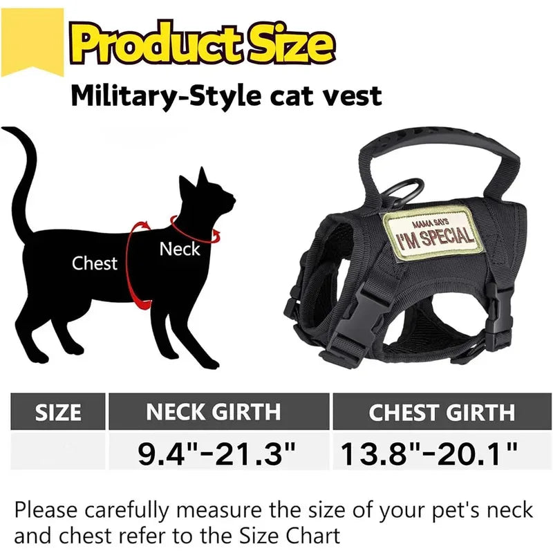 Tactical Cat Dog Harness Leash Adjustable Soft Mesh Pet Vest Cats Escape Proof Vest for Working Training for Large Cat/Small Dog Se6ac380ad901488186abd8e791a48bafj Mytailwiggles2.com