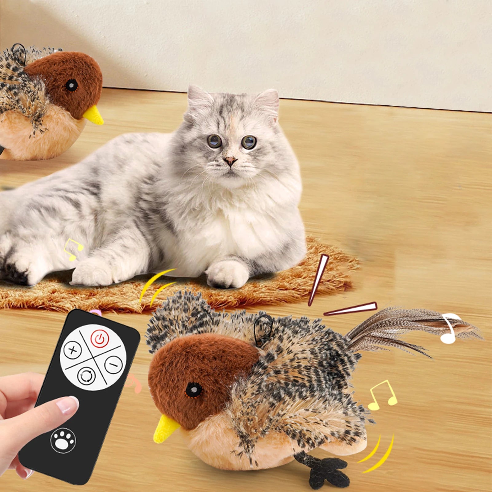 Remote Control Simulated Chirping Bird Toy Plush Chirping Cat Toy Interactive Bird Cat Feather Toy Melodys Chaser For Kitten Se7f0f382745d401ba2453ae530a69f97Y Mytailwiggles2.com