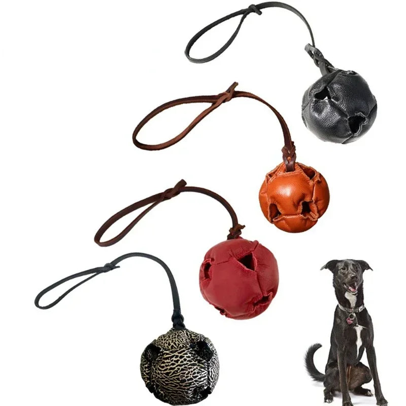 Leather Dog Training Ball Toy Dog Ball Tug Toy, with a Handle Dog Bite Toy, Soft Puppy Reward Toy for Fetch Catch Throw Pet Toys Sf9c71bf12b024fd899c844567d80d099g Mytailwiggles2.com