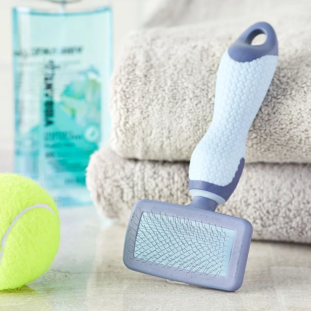 Plastic Dog Slicker Grooming Brush TPR Grip Flexible Stainless Steel Bristles Ergonomic Design Prevent Shedding Mats Fluff-Free Sff2683b2e4d24bf0ba84f0d0db4513621 Mytailwiggles2.com